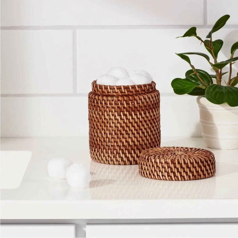 THRESHOLD NEW rattan canister -light brown